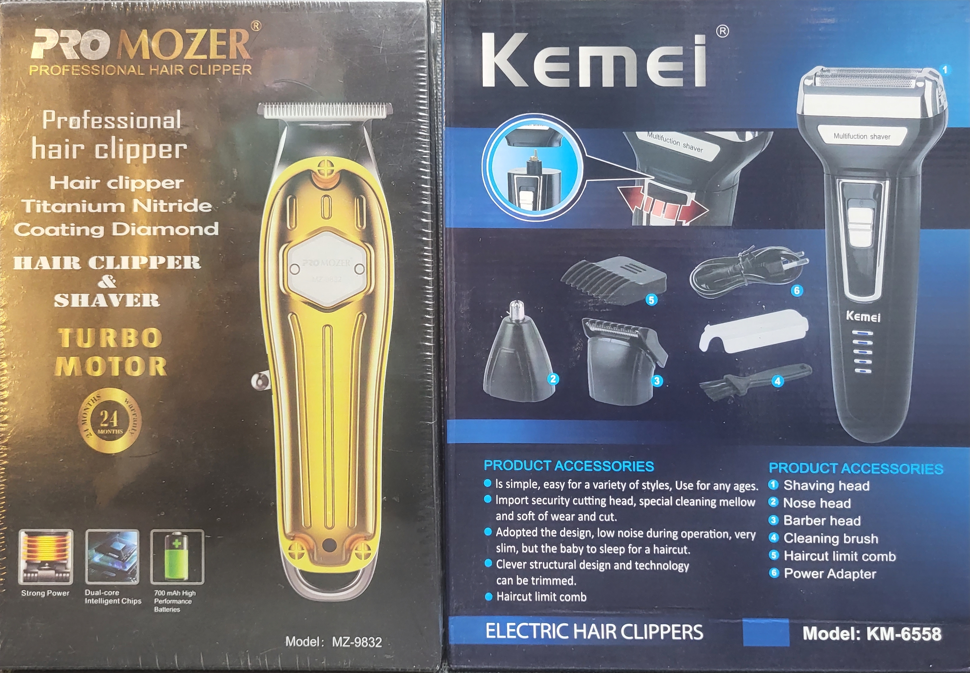 Promozer 9832 توربو موتور و شیور kemei 6558